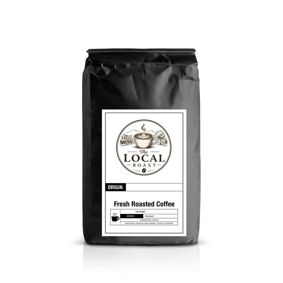 Cowboy Blend dark and medium roast coffee with cocoa caramel vanilla tones